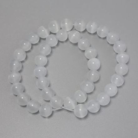 Cat's Eye beads grey synthetic smooth round bead, diameter 8 mm ± on a thread, length 38 cm+