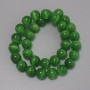 Cat's Eye green synthetic stone beads, smooth round beads, diameter 12 mm ± on thread, length 38 cm+