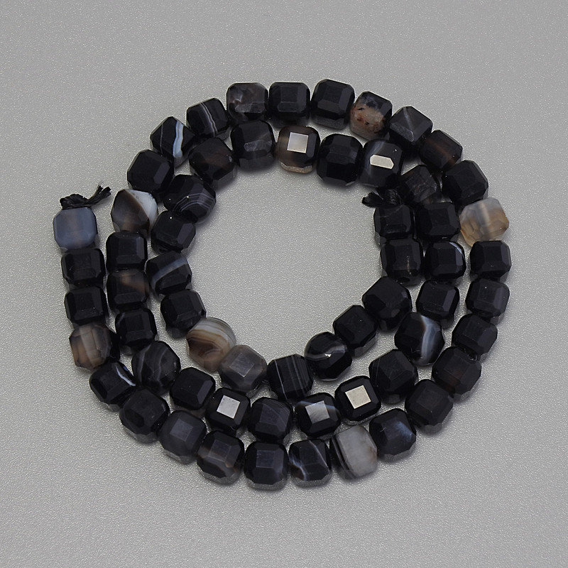 Faceted Agate Cube Beads, 5x5 mm, 38 cm on thread