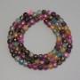 Faceted cube-shaped tourmaline beads, 4–5 mm diameter, 38 cm long on thread