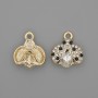 Sun pendant charm in the shape of a sun with rhinestones, golden metal, diameter 15, 5x15x5mm±, pack 2 pcs