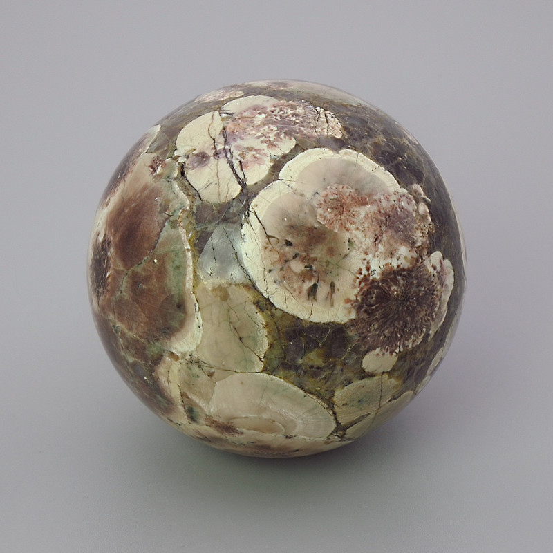 Souvenir sphere made of natural landscape jasper, diameter 44 mm ± weight from 100 g (Price per 100 g)