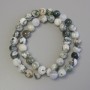 Moss Agate Beads on fishing line, Smooth Round Beads, 8.5 mm Diameter, 39 cm Length
