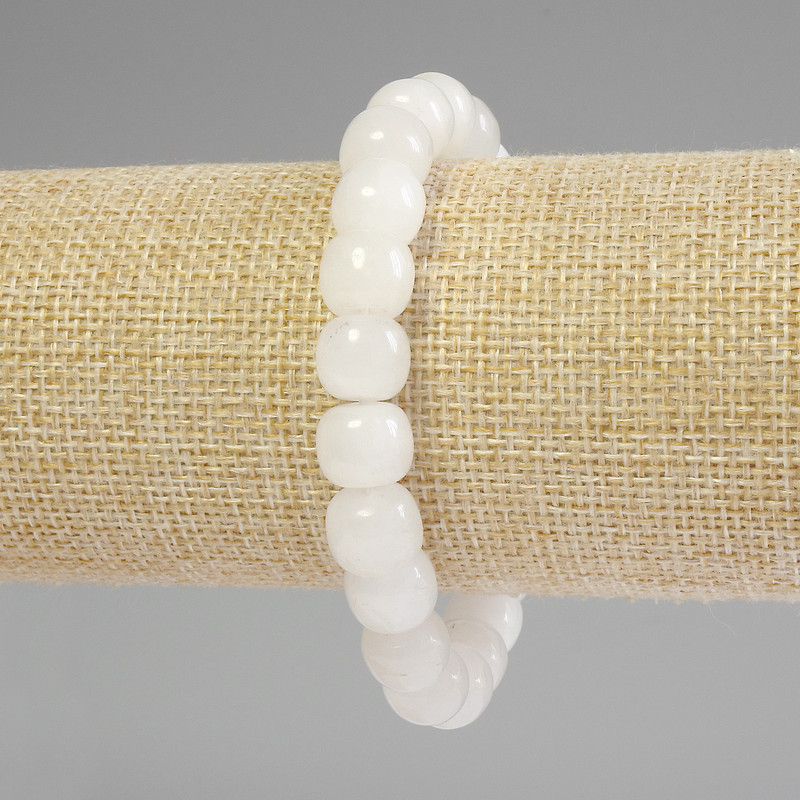 Bracelet with rock crystal rondelles, rounded, 10×9 mm diameter, 18 cm length, stretch