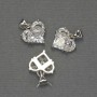Heart Pendant with White Rhinestones in Silvery Metal, Diameter 10x12 mm ±, Length 17 mm ±