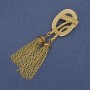 Brooch Accent with Tassels, matte gold color, gold-tone metal, 23x89 mm+