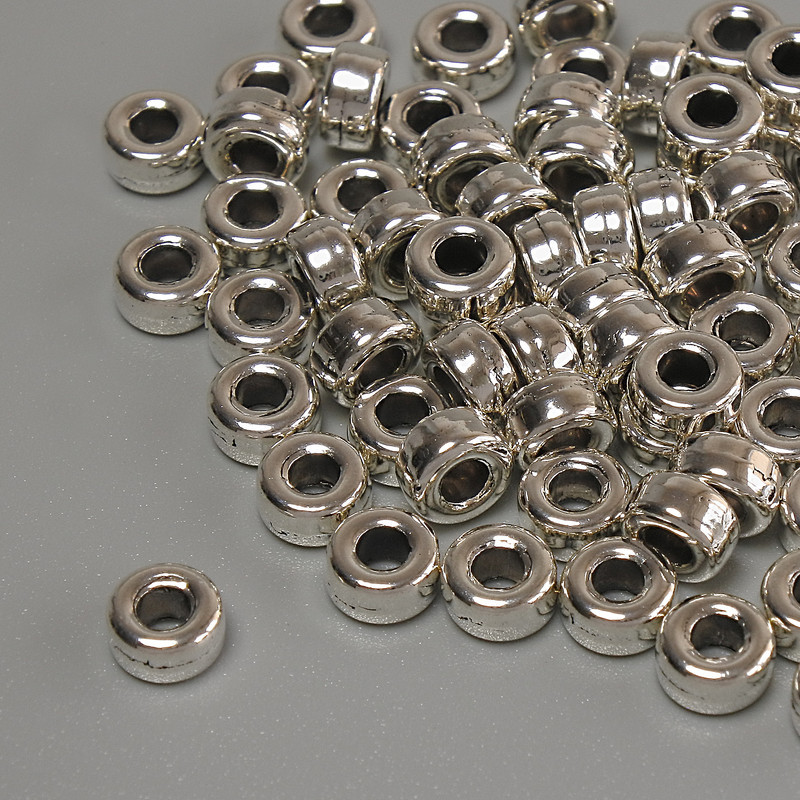Bead insert, silver metal color, 5×3 mm, 2.5 mm hole, packaging 20 g (~74 pcs)