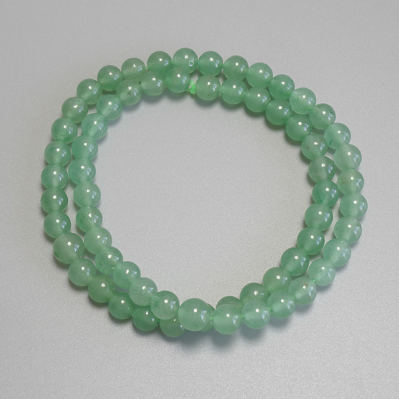 Nephrite Beads, Smooth Sphere, 6mm diameter ± on thread, length 37cm+