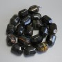 Faceted Hawk's Eye and Tiger's Eye Beads, diameter 20–21×15 mm ± on thread, length 39 cm+