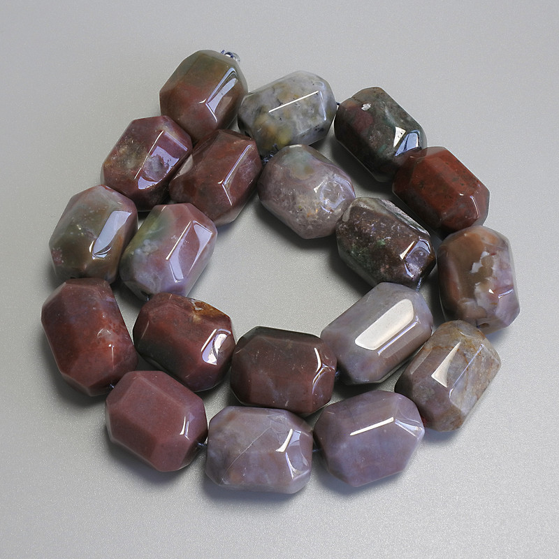 Jasper Beads, Faceted, diameter 20x15mm ± on thread, length 38 cm+