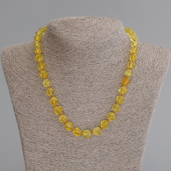 Citrine Faceted Necklace, diameter 9.5×8.5 mm, length 50 cm ±, with clasp