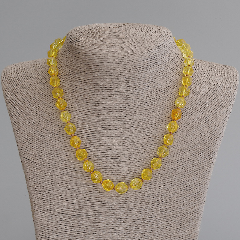 Citrine Faceted Necklace, diameter 9.5×8.5 mm, length 50 cm ±, with clasp
