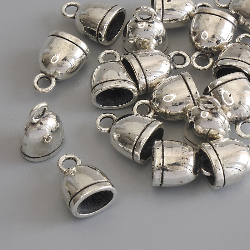 End cap, metal color silver, diameter 13x9 mm ± packaging 17 pc