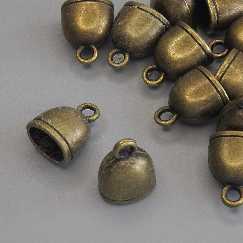 Bronze-colored bead end cap, diameter 14x11 mm± packaging 12 pcs