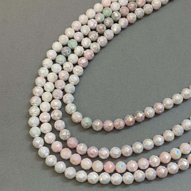 Czech Crystal Multicolor Beads on Thread - Faceted Ball, 8 mm Diameter, Length 38 cm