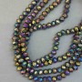Czech Crystal Beads on Beading Thread Multicolor with Gasoline Finish, Faceted Rondelle, diameter 8x6 mm + -, length 39 cm +