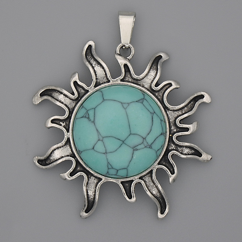 Sun pendant Turquoise (single piece) 39mm+-, length 46mm+-