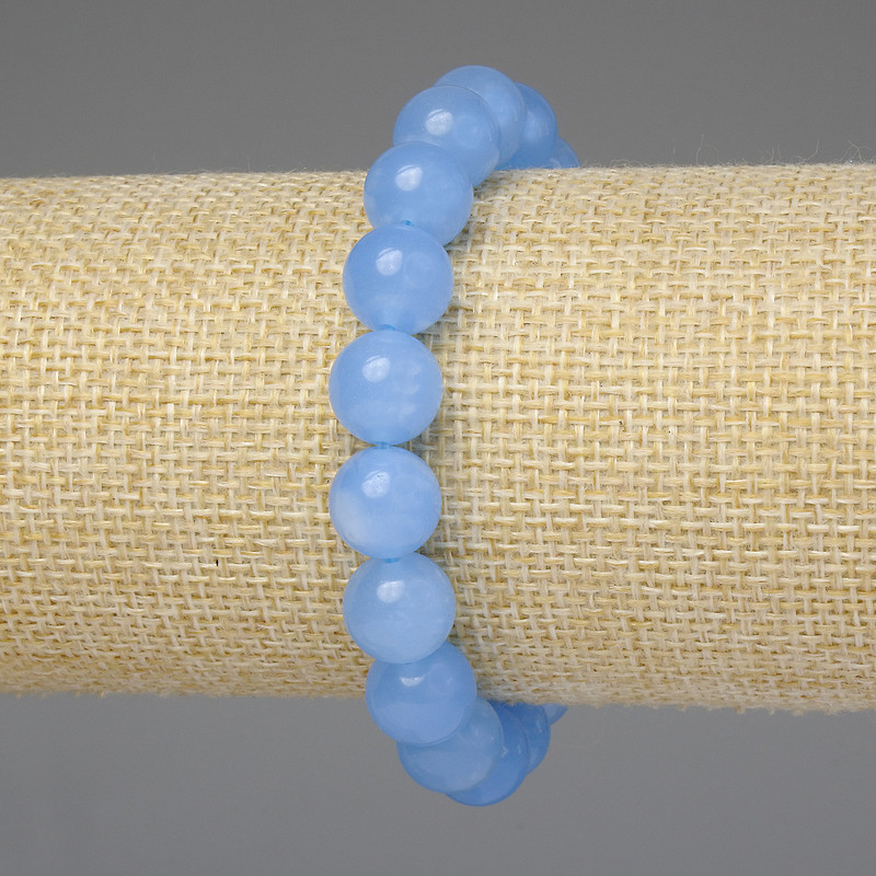 Aquamarine bracelet with smooth beads 10mm