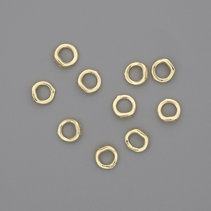 Ring fittings (ring protectors) non-separable with two holes, 5x2 mm+- hole diameter, 3.3 mm+- gold-colored metal, packaged 10 pcs+
