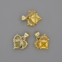 Heart Pendant with Yellow Crystals, 12x12 mm, 17 mm length, gold-tone metal