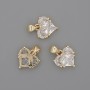 Heart Pendant with White Crystals 12×12 mm, length 17 mm, gold-tone metal