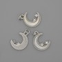 Moon Pendant with Mother-of-Pearl 15x13mm +/- White Rhinestone, Length 20mm +/- Silver-tone Metal