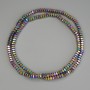Rainbow-Colored Hematite Beads, Faceted Square Rondelle, 3x2 mm +/- on Beading Thread, Length 40 cm+