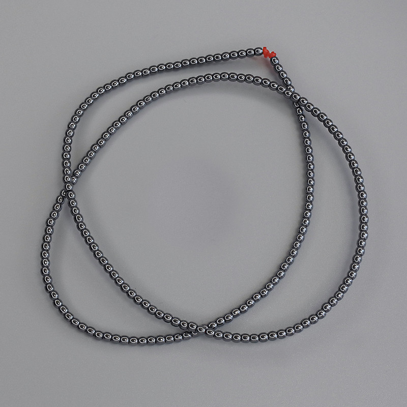 Hematite Beads, Round 2 mm on Thread, 40 cm Length
