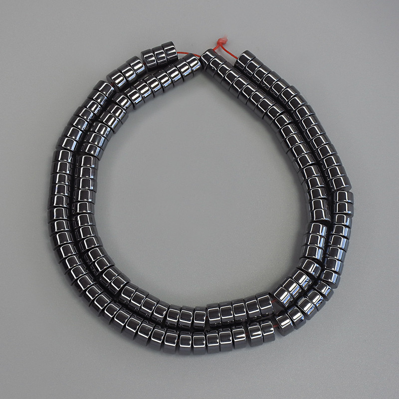 Hematite Rondelle Beads 6x3mm on Beading Thread, Length 40 cm+