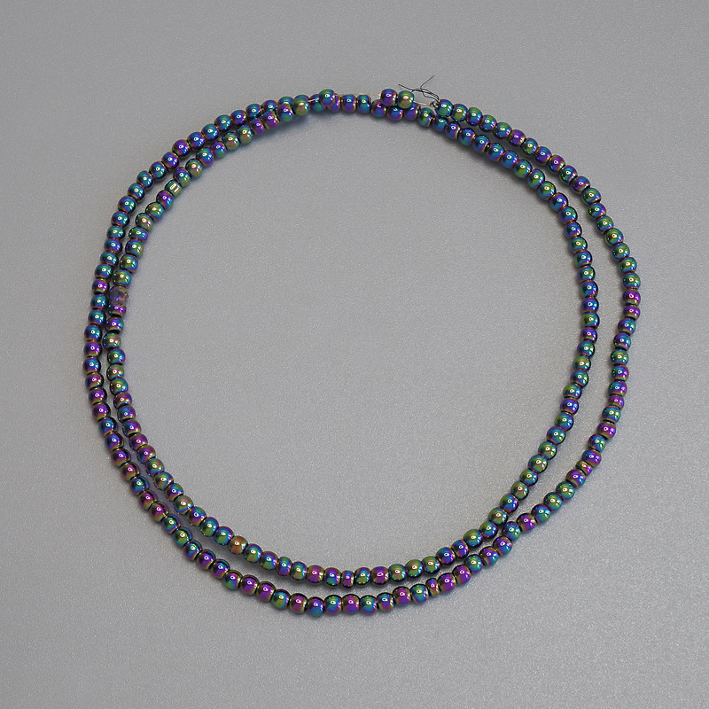 Rainbow hematite beads - smooth round 2mm ± on thread, length 38 cm+