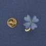 Shamrock Brooch with Blue Cat's Eye 20x17mm +/- Gold-Tone Metal