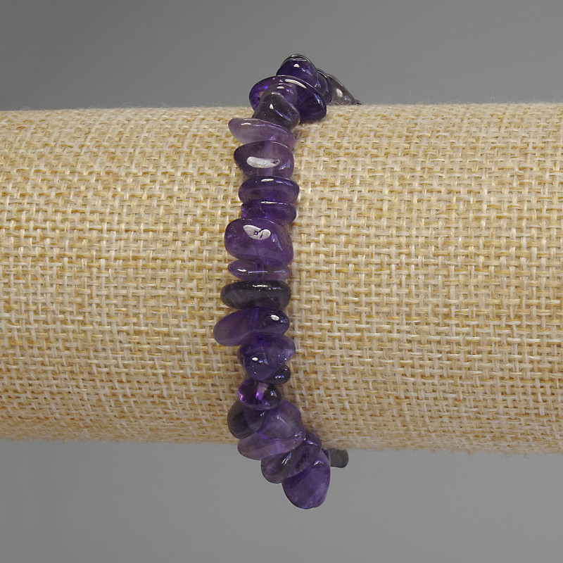 Amethyst Chip Bracelet, diameter 7–12×4–6 mm, 18 cm length, elastic