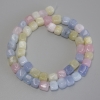 Morganite Cubic Beads, 7.5×7.5 mm diameter, 37 cm length on beading thread