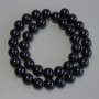 Black Tourmaline Beads, Smooth Round, 10 mm Diameter, 38 cm Length on Beading Thread