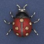 Sun Brooch-Pendant with Red Enamel and Yellow Crystals, Silver-Tone Metal 42x47mm+