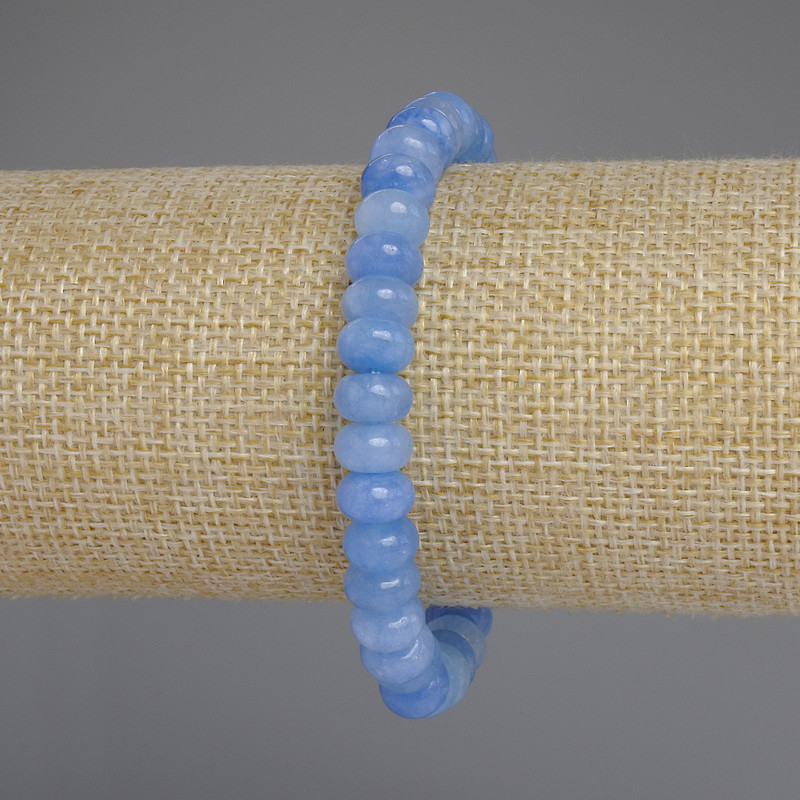 Aquamarine Rondel Bracelet, 8x4.5 mm, 18 cm length (stretch)