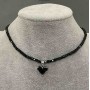 Choker with faceted tourmaline cube 3mm ±, heart-shaped pendant 12mm ±, length 36mm ±, extender chain +5 cm