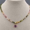 Tourmaline necklace with faceted cubes 2x2 mm, pendant 14x6 mm, length 42 cm + 5 cm extension chain