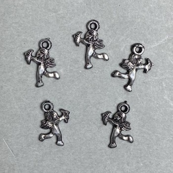 CLEARANCE! 0.5 kg packaging Pendant 'Cupid' plastic, dark silver color, size 17 x 14 x 2 mm +/- hole, hole diameter 2 mm