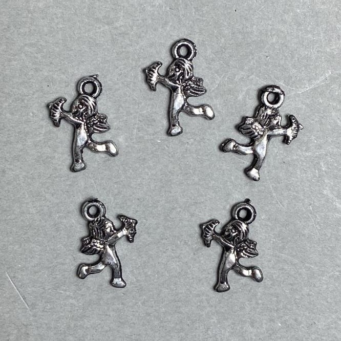CLEARANCE! 0.5 kg packaging Pendant 'Cupid' plastic, dark silver color, size 17 x 14 x 2 mm +/- hole, hole diameter 2 mm