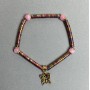 Hematite Wave Bracelet 4x2 mm ± Pink Quartz (Synthetic) Bead 6 mm ±, 18 cm Length Stretch