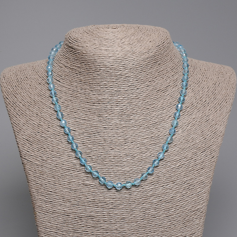 Necklace Topaz faceted beads, diameter 4.5 mm, length 45 cm ± with clasp