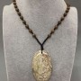 Natural Picasso Jasper pendant on a beaded cord, 31×51 mm, length 60 cm+
