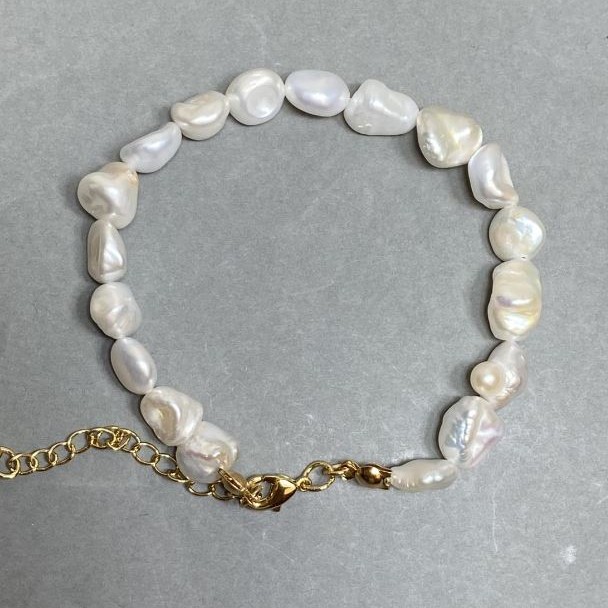 Baroque Pearl Bracelet 8-12×8-8, 5 mm, length 18 cm + 5 cm extender chain