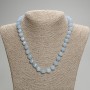 Aquamarine Necklace with Faceted Rhombus Beads, 10×9 mm diameter, 3 mm seed beads, 45 cm length, with clasp