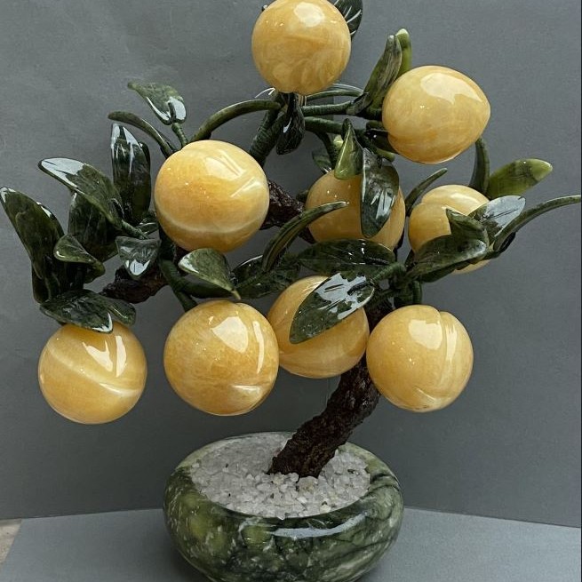 Souvenir decorative tree made from natural stone: Onyx, Marble, Jade, 44-46 mm+, flexible, length 25 cm