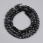 Black tourmaline beads, faceted cube, 4x4 mm, 39 cm length on thread