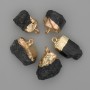 Sherl Tourmaline Pendant, Uncut Stone, Gold-Toned Metal, 24-32 x 14-22 mm, Assorted Sizes