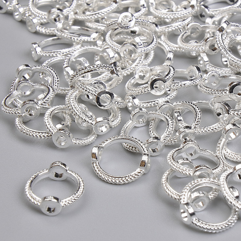 Round Bead Insert Setting, 10mm Diameter, Pack 62 pcs ±, Metal Color Light Silver