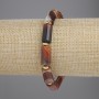 Agate Cylinder Bracelet, diameter 15×8 mm, with metal inserts, length about 18 cm, stretch base